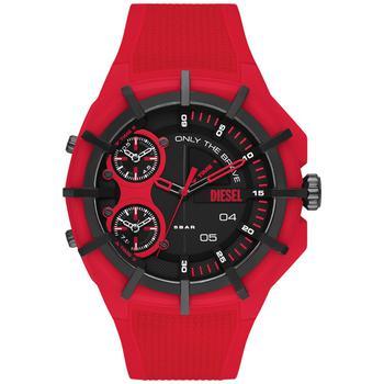 diesel手表评价, Diesel | Men's Chronograph Framed Red Silicone Strap Watch 51mm商品图片 