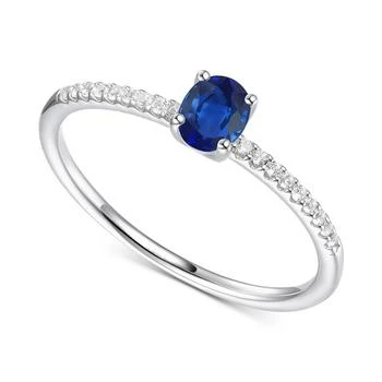 Macy's | Sapphire (1/2 ct. t.w.) & Diamond (1/20 ct. t.w.) Ring in Sterling Silver (Also in Ruby & Emerald),商家Macy's,价格¥655