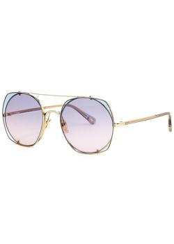 chloe太阳镜怎么样, Chloé | Gold-tone aviator-style sunglasses商品图片 