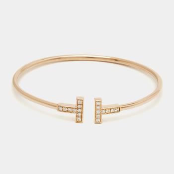 [二手商品] Tiffany & Co. | Tiffany  & Co. Tiffany T Diamond 18k Rose Gold Wire Bracelet商品图片,8.8折, 满1件减$100, 满减