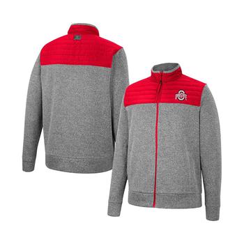 Colosseum | Men's Gray, Scarlet Ohio State Buckeyes Putter Herringbone Full-Zip Jacket商品图片,