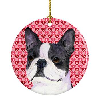 推荐Boston Terrier Hearts Love Valentine's Day Ceramic Ornament商品