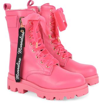 推荐Lace up logo leather boots in pink商品