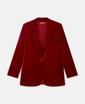 推荐Stella McCartney - Velvet Single-Breasted Boyfriend Blazer, Woman, Cherry, Size: 36商品