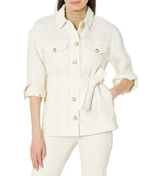 Ralph Lauren | Belted Herringbone Linen Shirt Jacket 