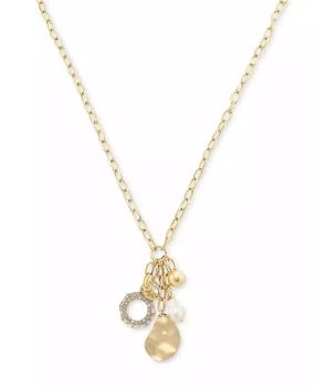 INC International | Gold-Tone Crystal & Imitation Pearl Mixed Charm Pendant Necklace, 43" + 3" extender, Created for Macy's,商家Macy's,价格¥296