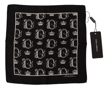 Dolce & Gabbana | Dolce & Gabbana Black DG Crown Print Square Handkerchief,商家SEYMAYKA,价格¥891