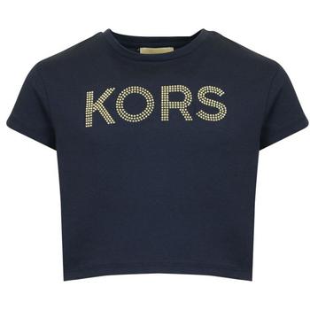 Michael Kors | Navy Short Sleeve Studded Logo Cropped T Shirt商品图片,4折×额外9折, 额外九折