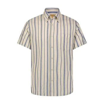 American Heritage | Denim Blue with Beige Striped Short Sleeve Shirt,商家Premium Outlets,价格¥534