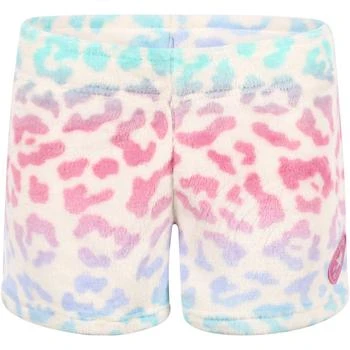 推荐Gradient leopard print fuzzy logo shorts in white商品