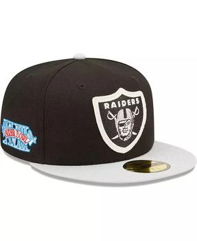 New Era | Men's Black, Silver Las Vegas Raiders Super Bowl XVIII Letterman 59FIFTY Fitted Hat,商家Macy's,价格¥314