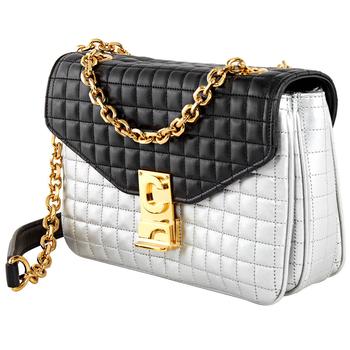 celine腋下包怎么样, Celine | Medium C in Quilted Calfskin Black/White Shoulder Bag商品图片 4.9折