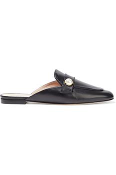 Stuart Weitzman鞋子, Stuart Weitzman | Payson faux pearl-embellished leather slippers商品图片 4.5折