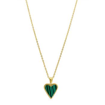 ADORNIA | Women's Green Heart Adjustable Gold-Tone Pendant Necklace商品图片,