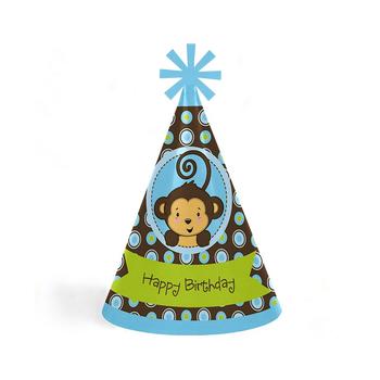 商品Big Dot of Happiness | Blue Monkey Boy - Cone Happy Birthday Party Hats for Kids and Adults - Set of 8 (Standard Size),商家Macy's,价格¥104图片