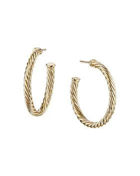 David Yurman | Cablespira® Hoop Earrings in 18K Yellow Gold, 1in,商家Bloomingdale's,价格¥16164