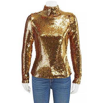 Burberry | Burberry Ladies Gold Sequinned Turtleneck Top, Size X-Small商品图片,7折