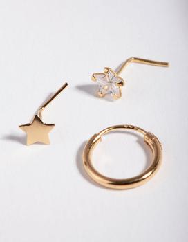 商品Lovisa | Gold Plated Sterling Silver Star Nose Jewellery 3 Pack,商家Premium Outlets,价格¥149图片