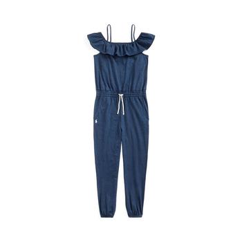 商品Ralph Lauren | Big Girls Ruffled Slub Jersey Sleeveless Jumpsuit,商家Macy's,价格¥563图片