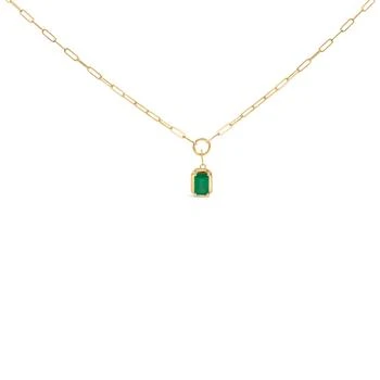 Haus of Brilliance | 10K Yellow Gold Emerald Cut 6x4 MM Green Emerald Solitaire Pendant Necklace,商家Premium Outlets,价格¥20810