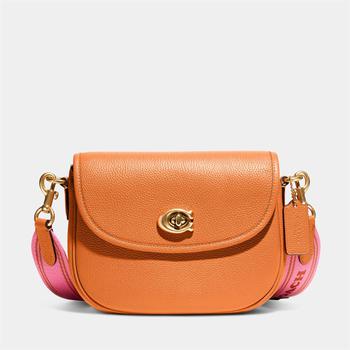 推荐Coach Women's Polished Pebble Willow Saddle Bag - Papaya商品