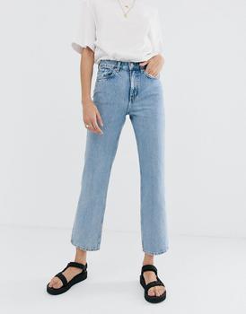 推荐Weekday Voyage cotton straight leg jeans in light blue - MBLUE商品