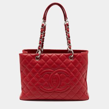 chanel包, [二手商品] Chanel | Chanel Red Quilted Caviar Leather GST Tote商品图片 满1件减$100, 满减