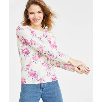 Charter Club | Women's 100% Cashmere Floral Crewneck Sweater, Created for Macy's 3.5折