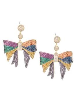 Eye Candy LA | The Luxe Collection Cubic Zirconia Rainbow Bow Drop Earrings商品图片,5折