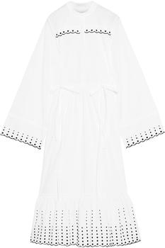 product Gathered embroidered cotton-poplin midi dress image