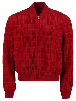 圣罗兰外套, Yves Saint Laurent | Striped And Smocked Crepe De Chine Teddy Jacket商品图片 