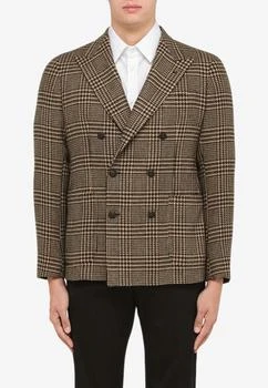 推荐Double-Breasted Houndstooth Wool Blazer商品