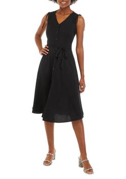 Sandra Darren, Sandra Darren | Women's Cinched Sleeveless Button Front Midi Dress商品图片 4折×额外8.5折, 额外八五折