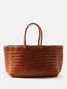推荐Triple Jump large woven-leather basket bag商品