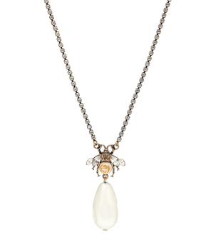 商品Gucci | Bee faux pearl and crystal-embellished necklace,商家MyTheresa,价格¥3859图片