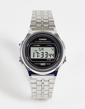 product Casio Vintage unisex round digital bracelet watch in silver A171WE-1AEF image
