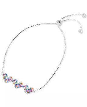 Macy's | Rainbow Cubic Zirconia Pavé Triple Heart Bolo Bracelet in Sterling Silver (Also in 14k Gold Over Silver),商家Macy's,价格¥227