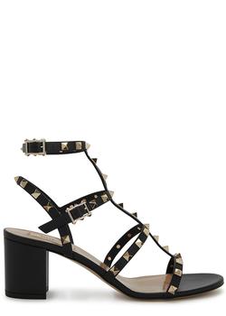 推荐Valentino Garavani Rockstud 60 black leather sandals商品