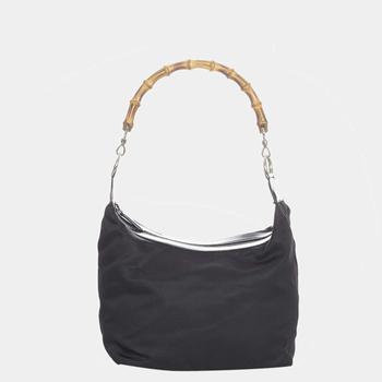 推荐Gucci Black Bamboo Nylon Handbag商品