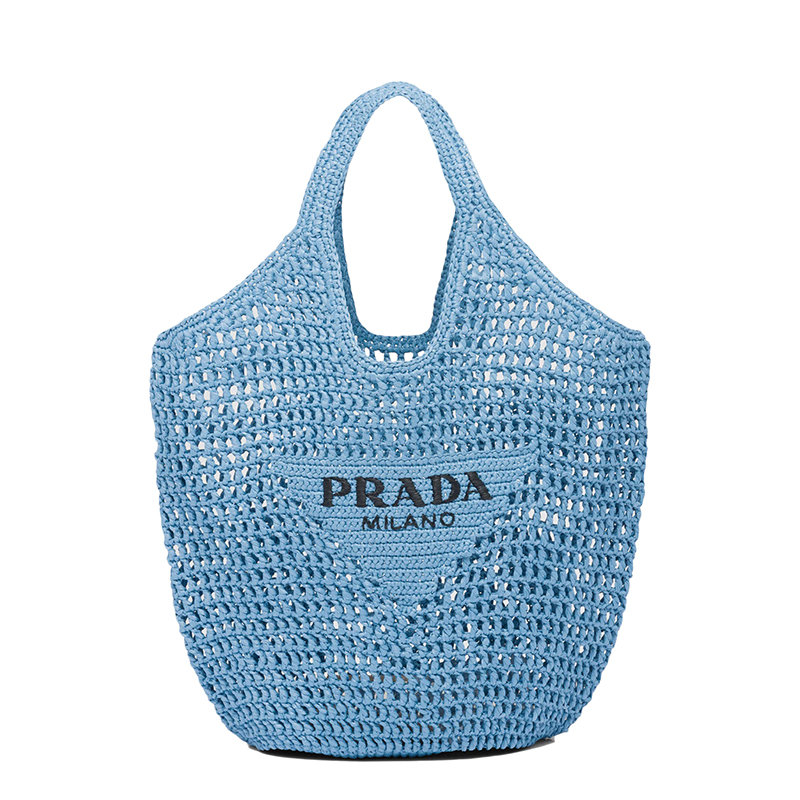 Prada | 【预售3-7天】PRADA/普拉达 22新款 女士天蓝色酒椰纤维解构式廓形单肩手提托特包1BG424_2A2T_F0076_V_OOO商品图片,7.9折, 包邮包税