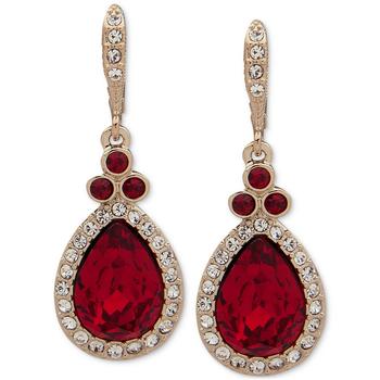 商品Givenchy | Gold-Tone Pavé Crystal Red Pear Drop Earrings,商家Macy's,价格¥131图片