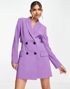 推荐Stradivarius blazer dress with cut-out detail in purple商品
