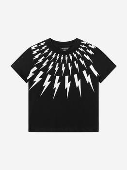 推荐Neil Barrett Black Boys Lightning Bolt Print T-Shirt商品