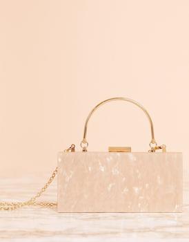 ASOS | ASOS DESIGN marble clutch bag with metal handle商品图片,额外9.5折, 额外九五折