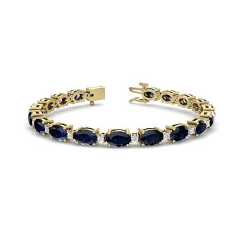 SSELECTS | 12 Carat Oval Shape Sapphire And Diamond Bracelet In 14 Karat Yellow Gold, 7 Inches,商家Premium Outlets,价格¥12098