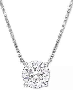 Macy's | Lab-Grown Moissanite Solitaire 17" Pendant Necklace (1-3/4 ct. t.w.) in 14k White Gold,商家Macy's,价格¥4057