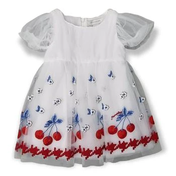 MONNALISA | Monnalisa Cherry-Embroidery Tulle-Overlay Crewneck Dress 5.7折