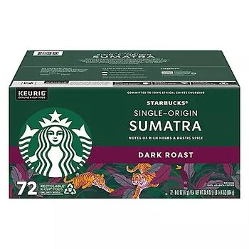推荐Starbucks Dark Roast K-Cup Coffee Pods, Single-Origin Sumatra (72 ct.)商品