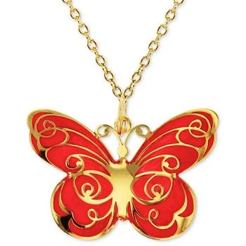 Macy's | Enamel Butterfly 18" Pendant Necklace in 14k Gold,商家Macy's,价格¥3524