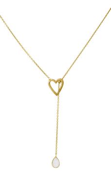 Adornia Open Heart Dangle Lariat Necklace with Moonstone gold product img